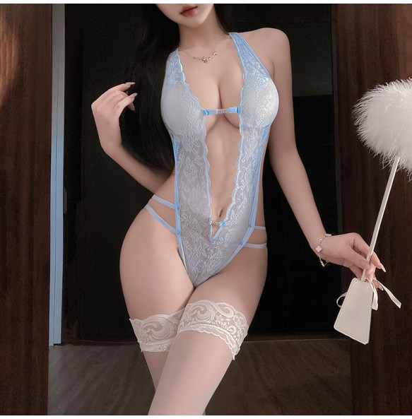 FEE ET MOI - Sexy Sheer Lace Bodysuit (Blue)